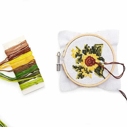 Kikkerland Kit de broderie - Dessin Tournesol - Ø 8 cm