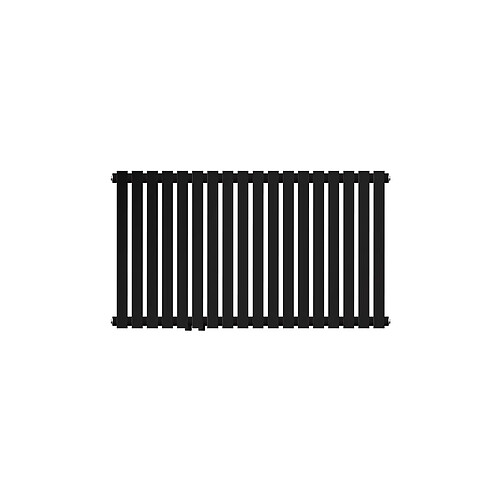 LuxeBath Radiateur design Stella Horizontal 1050 x 600 mm Noir mat avec raccord central + garniture de raccordement avec thermostat Universel Forme équerre