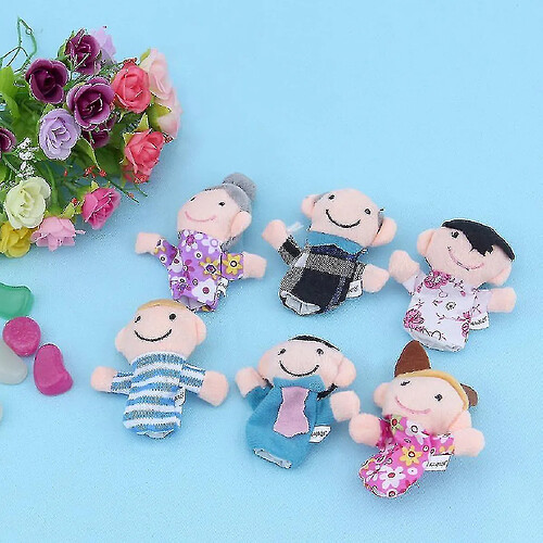 Universal 6pcs kids peluche tissu jeu jeu apprenez l'histoire de la famille des mariages doigts de famille jouets