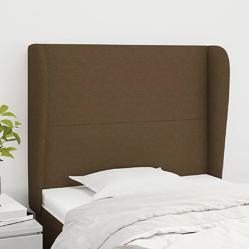 vidaXL Tête de lit avec oreilles Marron foncé 103x23x118/128 cm Tissu