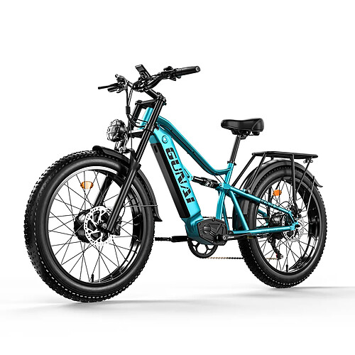 Vélo électrique GUNAI-M2, moteur 2 x 750 W, 48 V 17,5 Ah, Top 60 km/h, Bleu Cyan