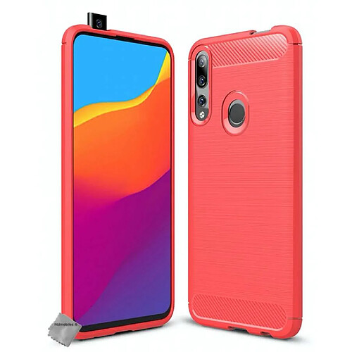 Htdmobiles Coque silicone gel carbone pour Huawei Y9 Prime (2019) + film ecran - ROUGE