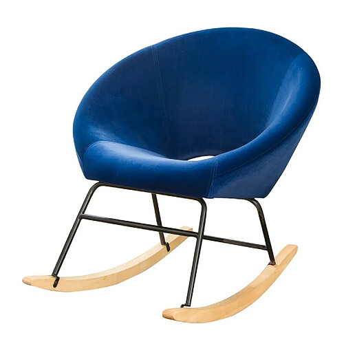 Meubler Design Fauteuil À Bascule Design Lisa - Velours Bleu