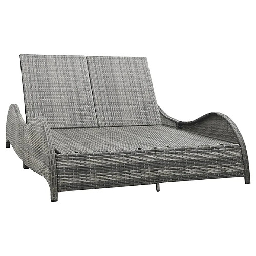 vidaXL Chaise longue double avec coussin Résine tressée Anthracite