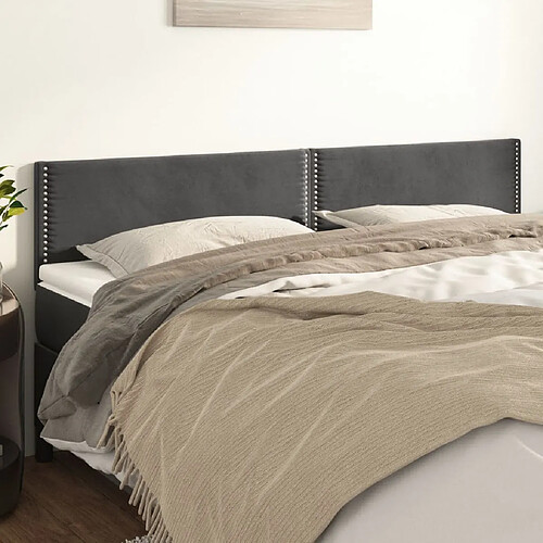 vidaXL Têtes de lit 2 pcs Gris foncé 100x5x78/88 cm Velours