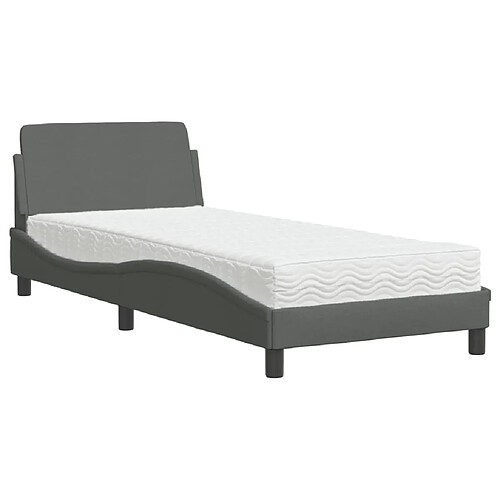 Vidaxl Lit avec matelas gris foncé 80x200 cm tissu