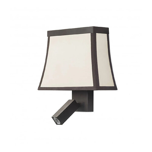 Leds C4 Applique Fancy avec liseuse, acier marron et abat-jour coton beige