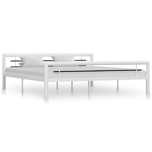 Maison Chic Lit adulte - Lit simple Cadre de lit,Structure du lit Contemporain Blanc et noir Métal 180 x 200 cm -MN11950