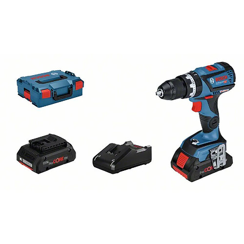 Perceuse a Percussion BOSCH PROFESSIONAL GSB 18V-60C GBA + 2 batteries 4,0Ah ProCore + GAL 18V-40 + L-BOXX