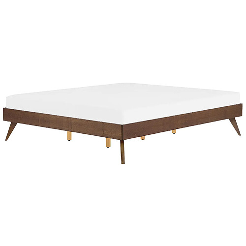 Beliani Lit double en bois foncé 180 x 200 cm BERRIC