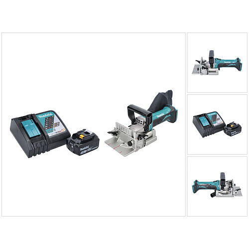 Makita DPJ 180 RT1 Machine à rainurer sans fil 18 V 100 mm + 1x Batterie 5,0 Ah + Chargeur