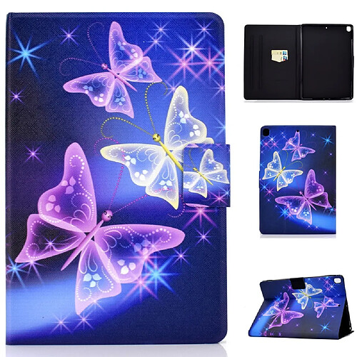 Etui en PU impression de modèle avec porte-carte papillon rougeoyant pour votre Apple iPad 10.2 (2019)