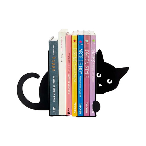 balvi Serre-livres en métal noir Animaux Chat.