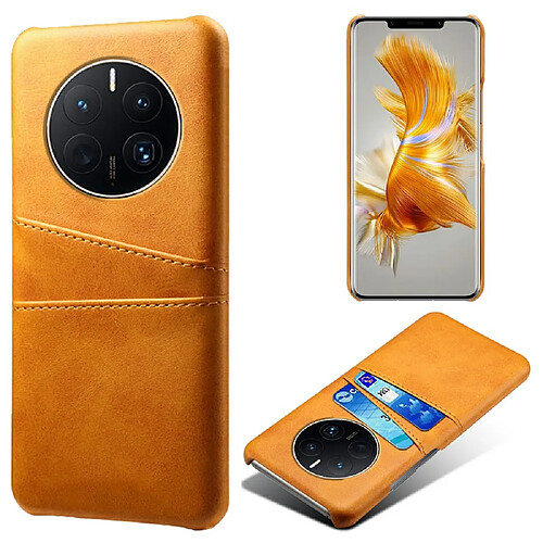 Coque en TPU + PU anti-poussière, anti-empreinte digitale avec deux porte-cartes pour votre Huawei Mate 50 Pro 4G - orange