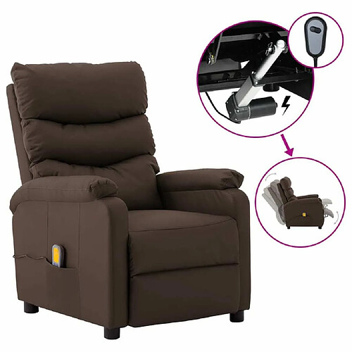 vidaXL Fauteuil de massage électrique Marron Similicuir