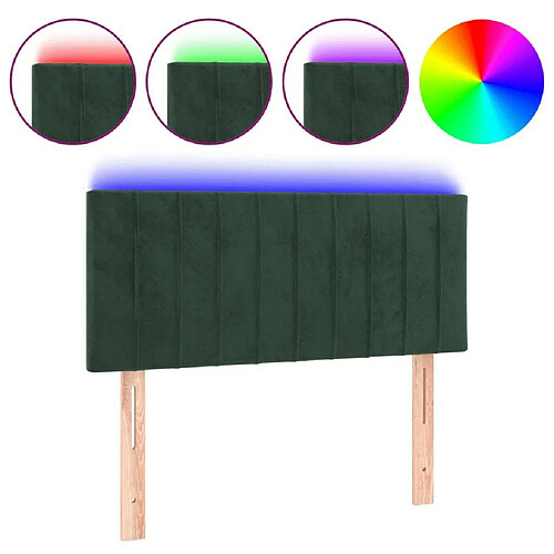 Maison Chic Tête de lit moderne à LED lumineuse pour chambre - Décoration de lit Vert foncé 80x5x78/88 cm Velours -MN49337