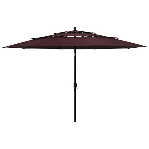 ComfortXL Parasol à 3 Niveaux Avec Mât En Aluminium Bordeaux 3,5 M