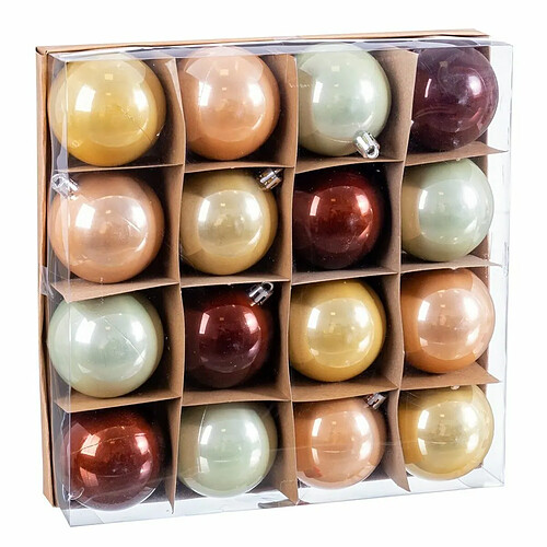 BigBuy Christmas Boules de Noël Multicouleur Plastique 6 x 6 x 6 cm (16 Unités)