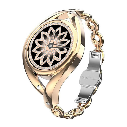 Chrono Montre Connectée Femme 1,09 Pouce DI Y Surface de la Main Surveillance de la fréquence Cardiaque Mesdames smartwatch pour Android(or)