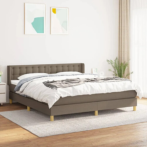 vidaXL Sommier à lattes de lit avec matelas Taupe 180x200 cm Tissu