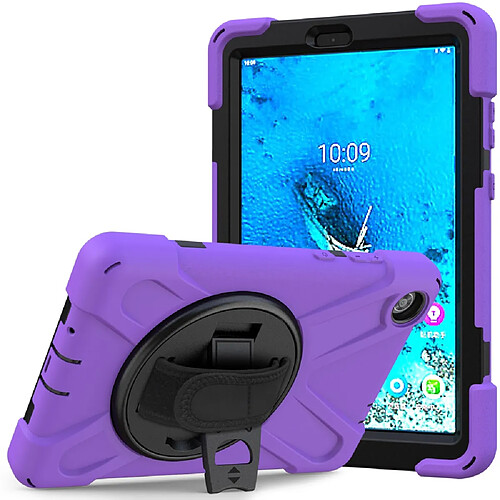 Coque en TPU + Silicone avec béquille pivotante à 360° et fente pour stylo violet pour votre Lenovo Tab M8 8 TB-8505F/8505X 2019