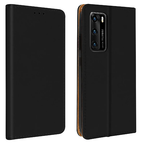 Avizar Étui Huawei P40 Housse Porte-carte Support Vidéo Cuir Véritable noir