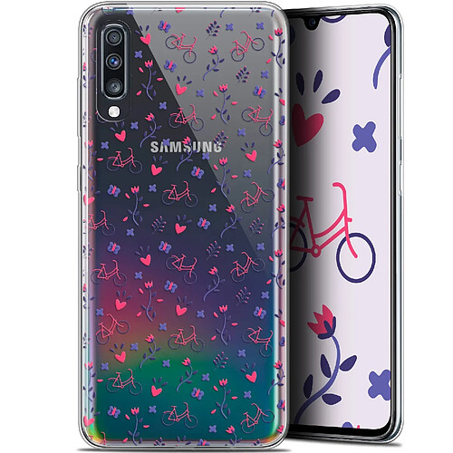 Caseink Coque Pour Samsung Galaxy A70 (6.7 ) [Gel HD Collection Love Saint Valentin Design Bicycle - Souple - Ultra Fin - Imprimé en France]