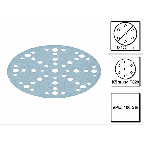 Festool STF D150 / 48 Granat P320 150 mm Disques abrasifs - 100 pièces (575170) pour RO 150, ES 150, ETS 150, ETS EC 150, LEX 150, WTS 150, HSK-D 150