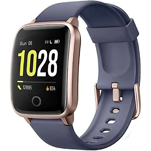 Chrono Montre Connectée ,Smartwatch Tactile Bracelet Connecté Etanche Sport Podometre Cardio Montre Intelligente Vibrante Fitness Tracker Marche Course à Pied,Blue