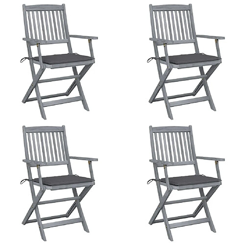 Maison Chic Lot de 4 Chaises pliables d'extérieur avec coussins | chaises de jardin | Fauteuil Relax Bois d'acacia -GKD56996