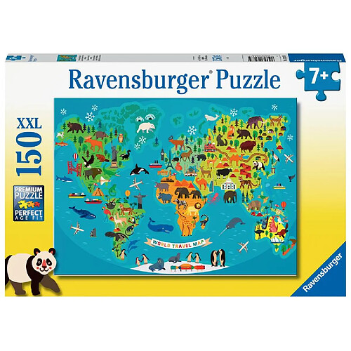 Ravensburger Puzzle 150 p xxl - la carte du monde des animaux