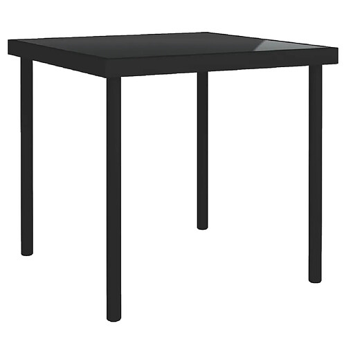 vidaXL Table à dîner d'extérieur Noir 80x80x72 cm Verre et acier