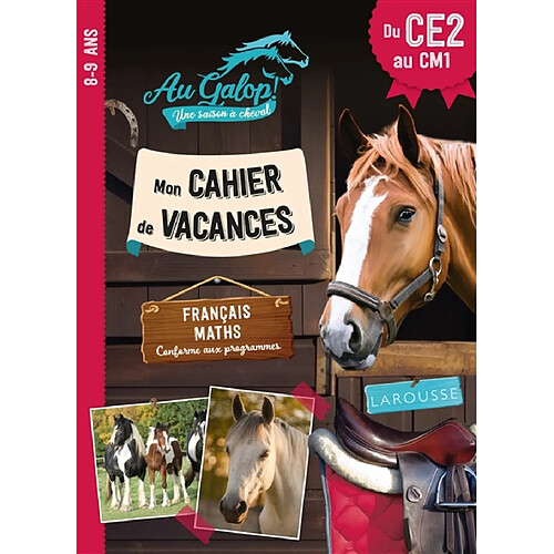 Au galop ! Une saison à cheval : mon cahier de vacances du CE2 au CM1, 8-9 ans : français, maths, conforme aux programmes