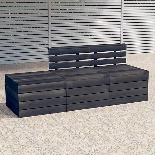 vidaXL Salon palette de jardin 3 pcs Bois de pin massif Gris foncé