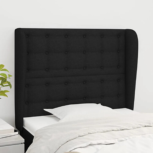 vidaXL Tête de lit avec oreilles Noir 93x23x118/128 cm Tissu