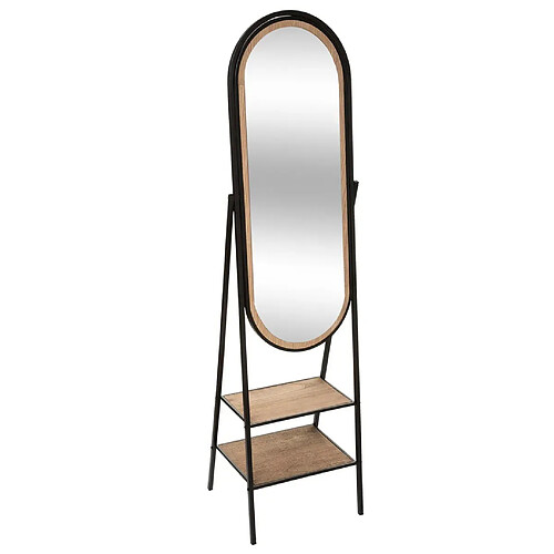 Pegane Miroir sur pied en bois et métal coloris naturel et noir - Longueur 44,5 x Profondeur 36 x Hauteur 160 cm