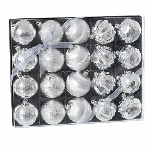 BigBuy Christmas Boules de Noël Argenté Plastique 6 x 6 x 6 cm (20 Unités)