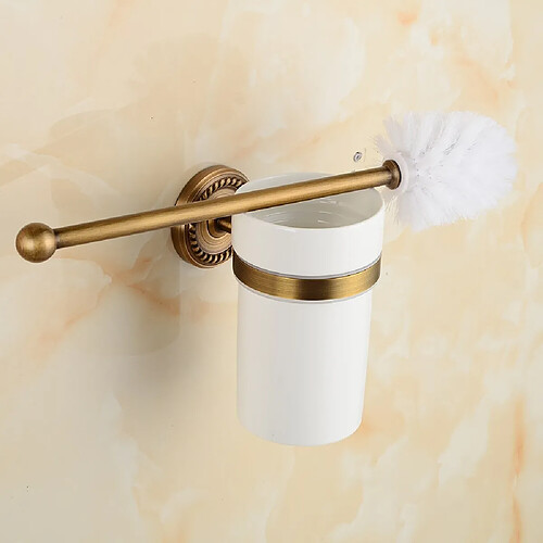 Universal Accessoires de toilette Porte-brosse de toilette Suspension murale Finition antique classique Brosse de nettoyage de toilette européenne | Brosse de toilette | Porte-brosse de toilette Montage mural de brosse de toilette(Or)