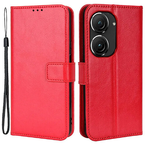 Htdmobiles Housse pour Asus Zenfone 9 / Zenfone 10 5G - etui coque pochette portefeuille + film ecran - ROUGE