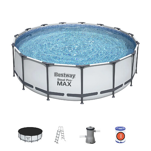 Piscine Hors-sol Tubulaire Bestway Steel Pro Max 457x122 cm Épurateur à Cartouche de 3 028 L/H Bâche et Échelle