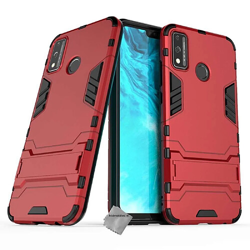 Htdmobiles Coque rigide anti choc pour Huawei Honor 9X Lite + verre trempe - ROUGE