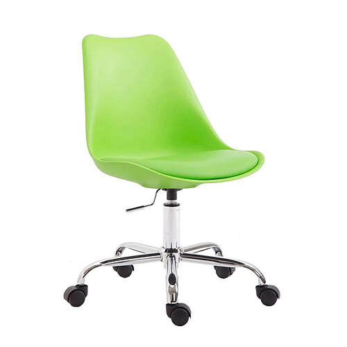 Decoshop26 Chaise de bureau tabouret à roulette hauteur réglable vert TABO10027