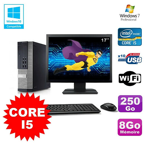 Lot PC DELL Optiplex 790 SFF Intel Core I5 3,1Ghz 8Go 250Go WIFI W7 + Ecran 17 · Occasion