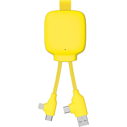 SANAG Câble Multi-Connecteurs Usb 4 En 1 - Chargeur Universel Et Batterie Externe 3000 Mah En Plastique Recyclé Gamma Lite Jaune