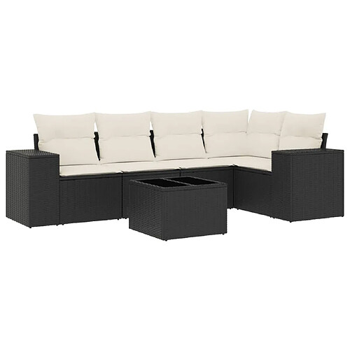 Maison Chic Salon de jardin 6 pcs avec coussins | Ensemble de Table et chaises | Mobilier d'Extérieur noir résine tressée -GKD17899