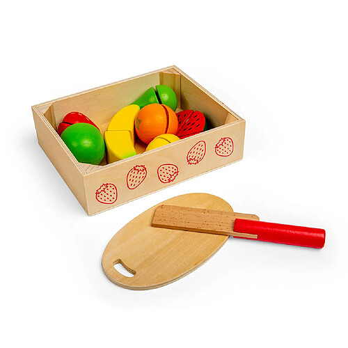 Bigjigs Toys Caisse de fruits à découper en bois