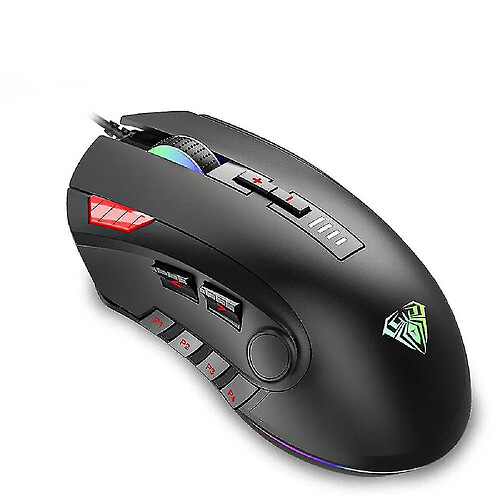 Universal H512 RVB Backlight Gaming Mouse 12 Boutons Programmation 5000 DPI OPTICE USB WIRED MONDE avec feu