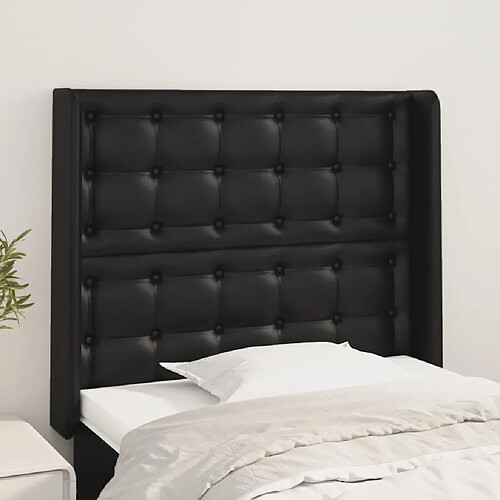 vidaXL Tête de lit avec oreilles Noir 93x16x118/128 cm Similicuir