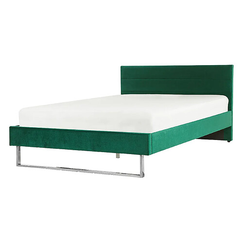 Beliani Lit double en velours vert 140 x 200 cm BELLOU