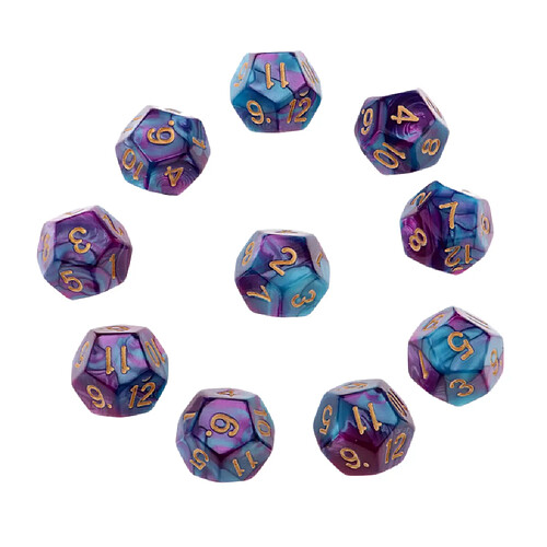 Polyéthylène dés multi-face dés D12 pour D u0026 D Table de jeu TRPG violet + bleu